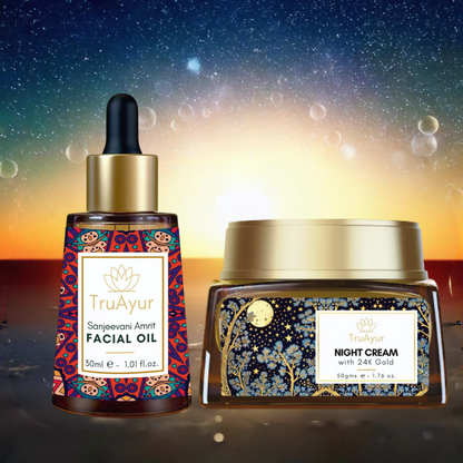24K Gold Anti-Aging Ritual (Sanjeevani Amrit Face Oil & Night Cream)