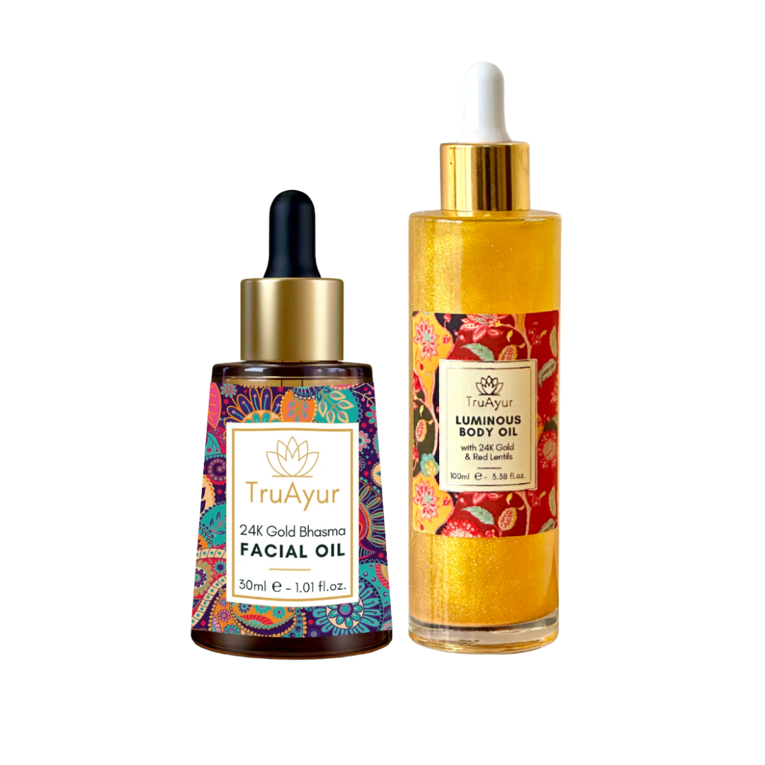 24K gold radiance combo (combination of 24K gold face oil and body oil)