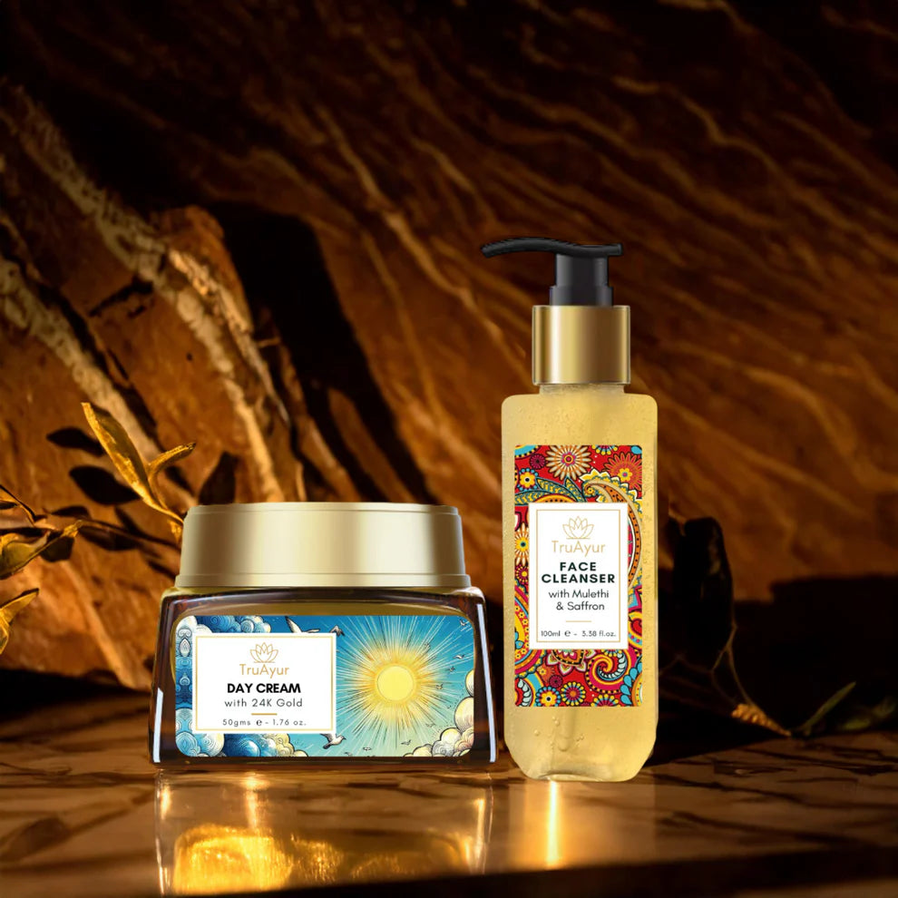 Ritual for radiant skin (24-karat gold day cream and facial cleanser)