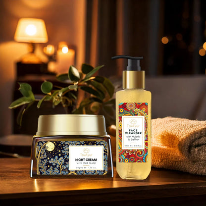 Saffron Glow nighttime ritual (24-karat gold night cream and facial cleanser)