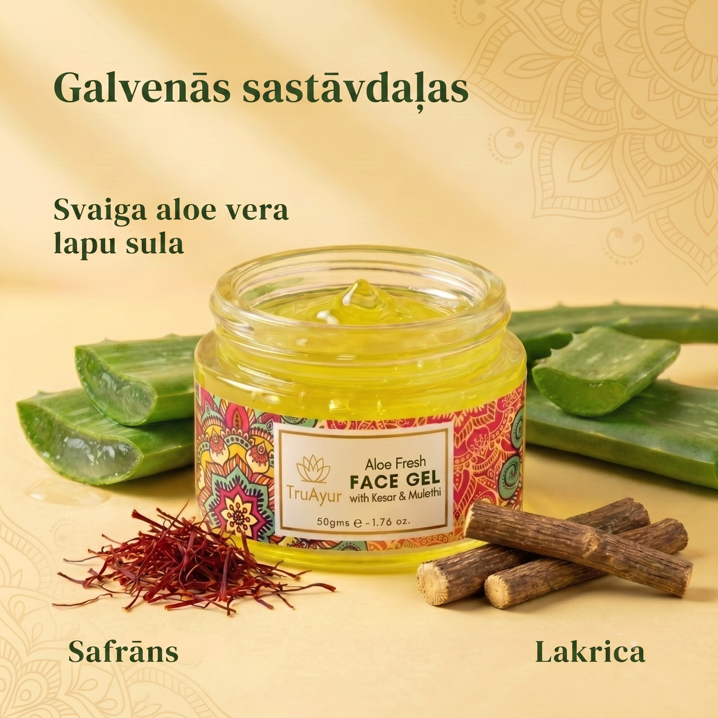 Aloe Fresh sejas gels ar Kašmiras kesaru un Mulethi starojošam mirdzumam un dziļai mitrināšanai.
