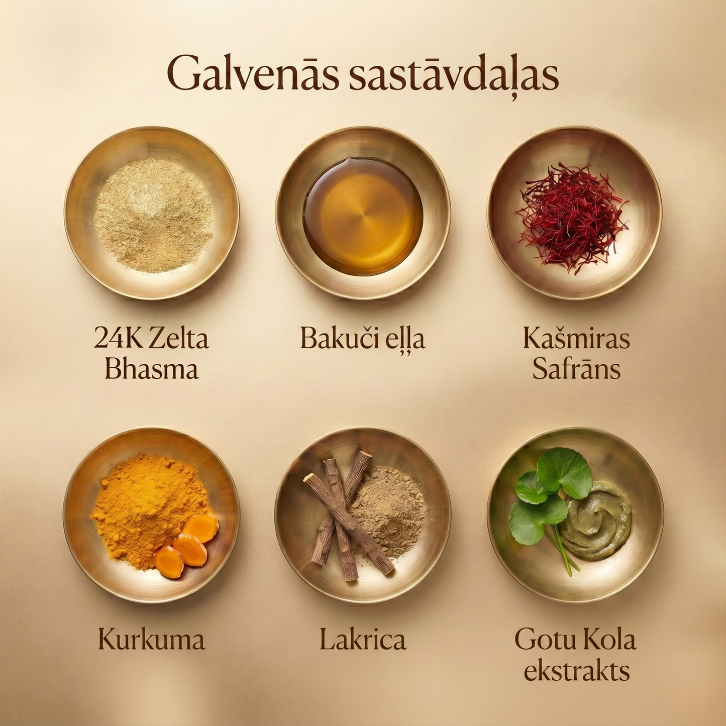 24K zelta ajūrvēdas pretnovecošanās nakts krēms ar bakuči eļļu, safrānu un kurkumu